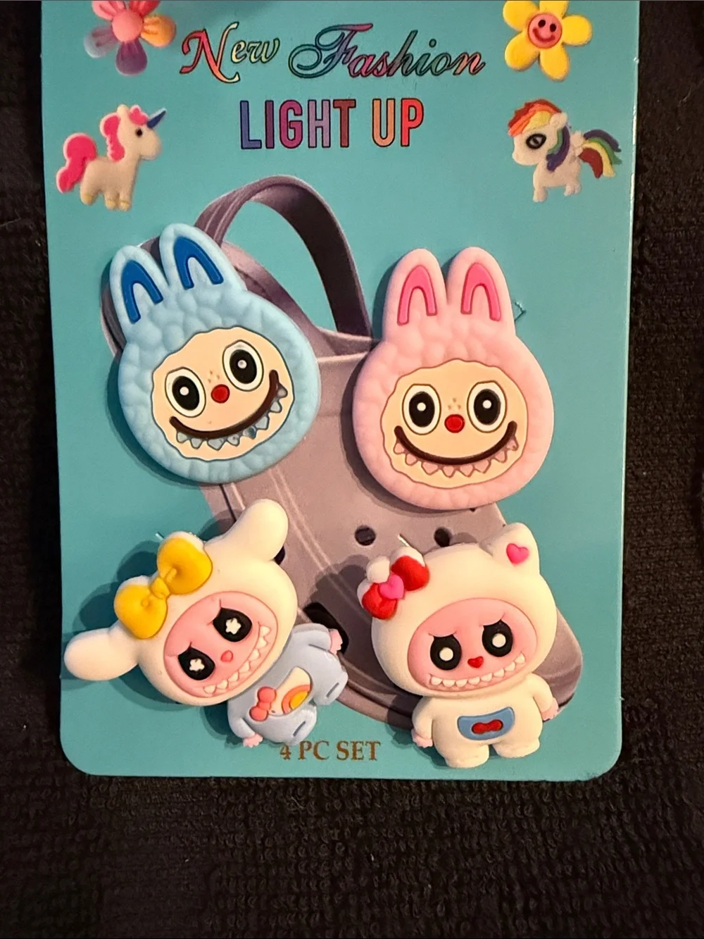 Light Up Kids Hair Clips - Blue & Pink Cute Character Set
